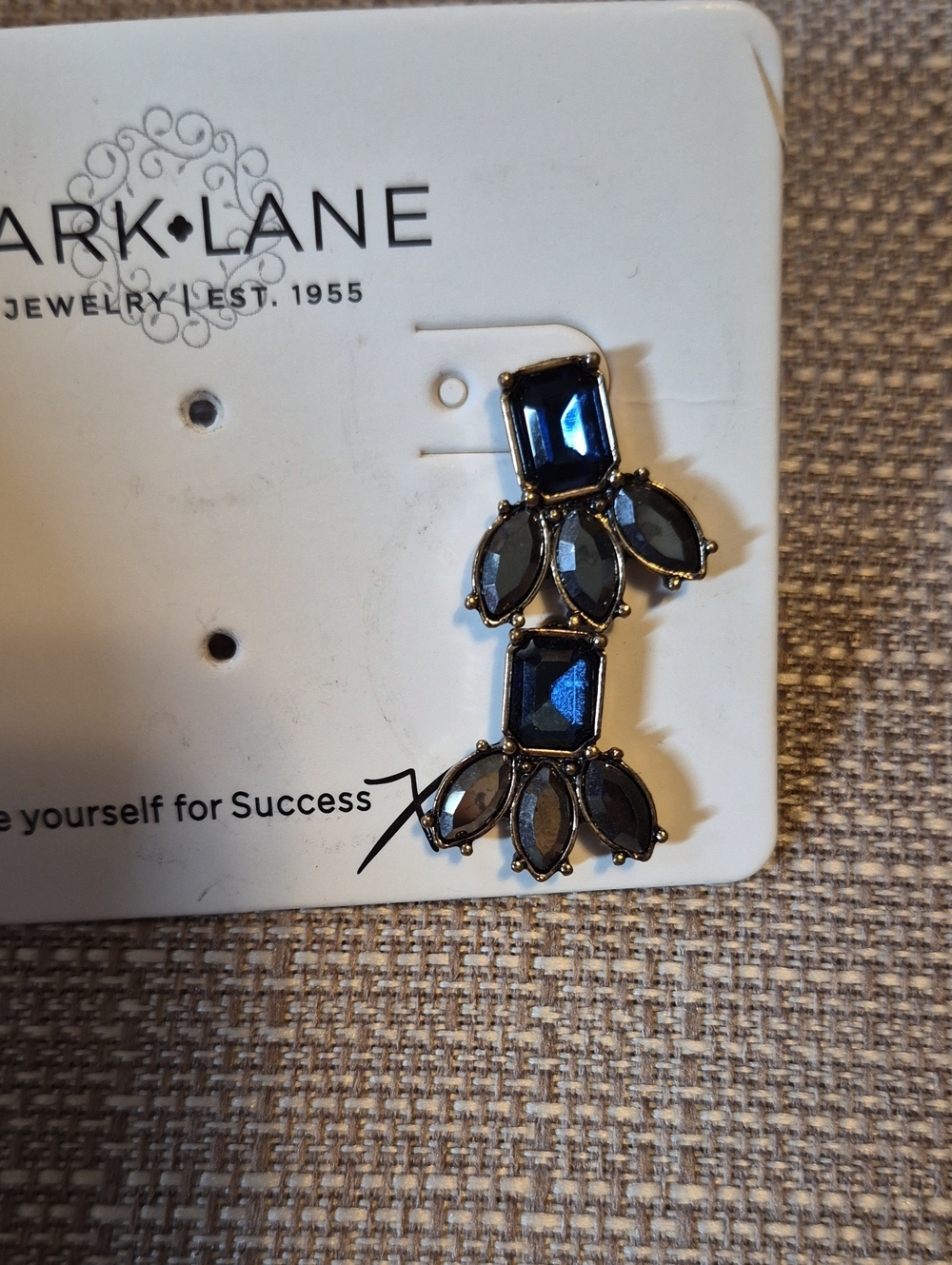 Park Lane Deep Blue and Smoke Crystal Drop Earrings